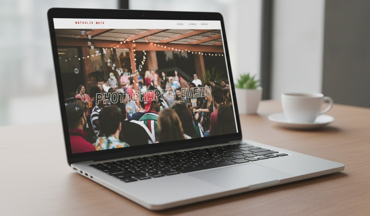 Image d'un ordinateur portable ouvert sur le site d'une photographe