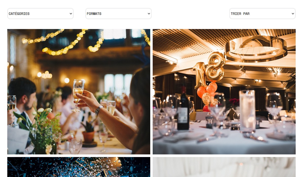 Image d'une galerie de photo présente sur un site de photographe