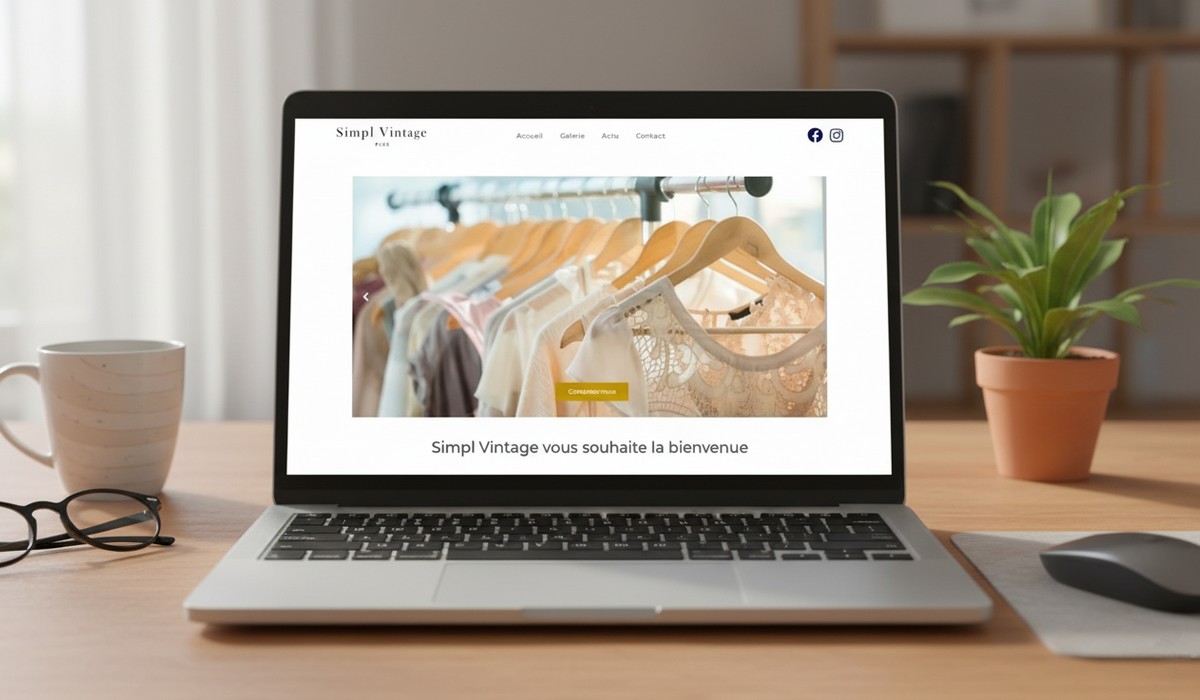 Image d'un ordinateur portable ouvert sur un site internet d'un showroom