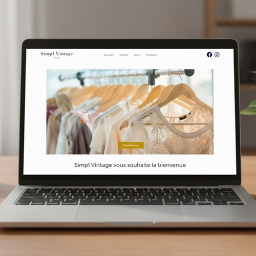 Image d'un ordinateur portable ouvert sur un site internet d'un showroom