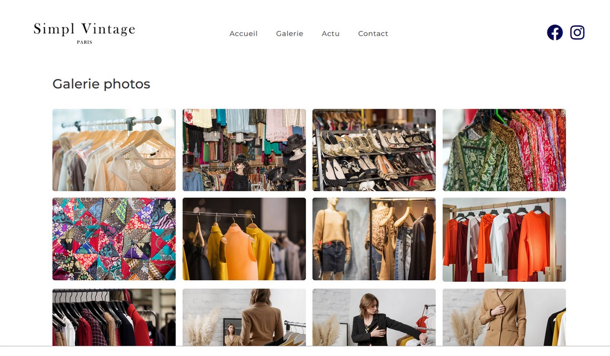 Image d'une galerie de photo d'un site vitrine d'une marque de vêtement